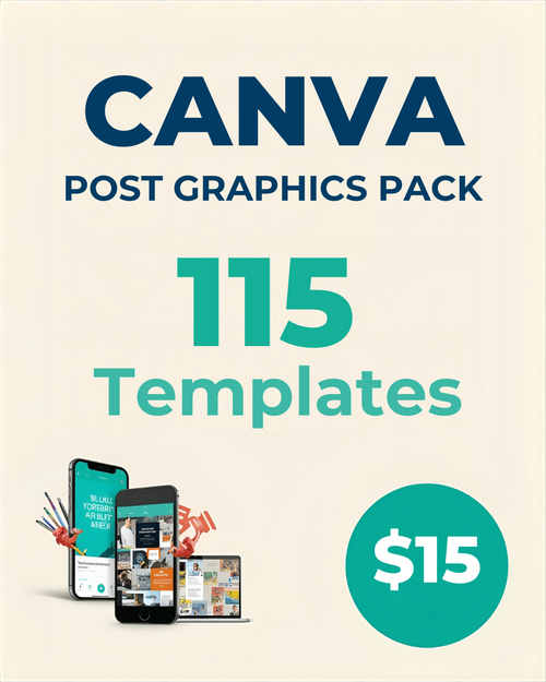 Canva Post Graphics Pack - 115 Editable Social Media Templates for Instagram, TikTok, and Facebook Content Creators