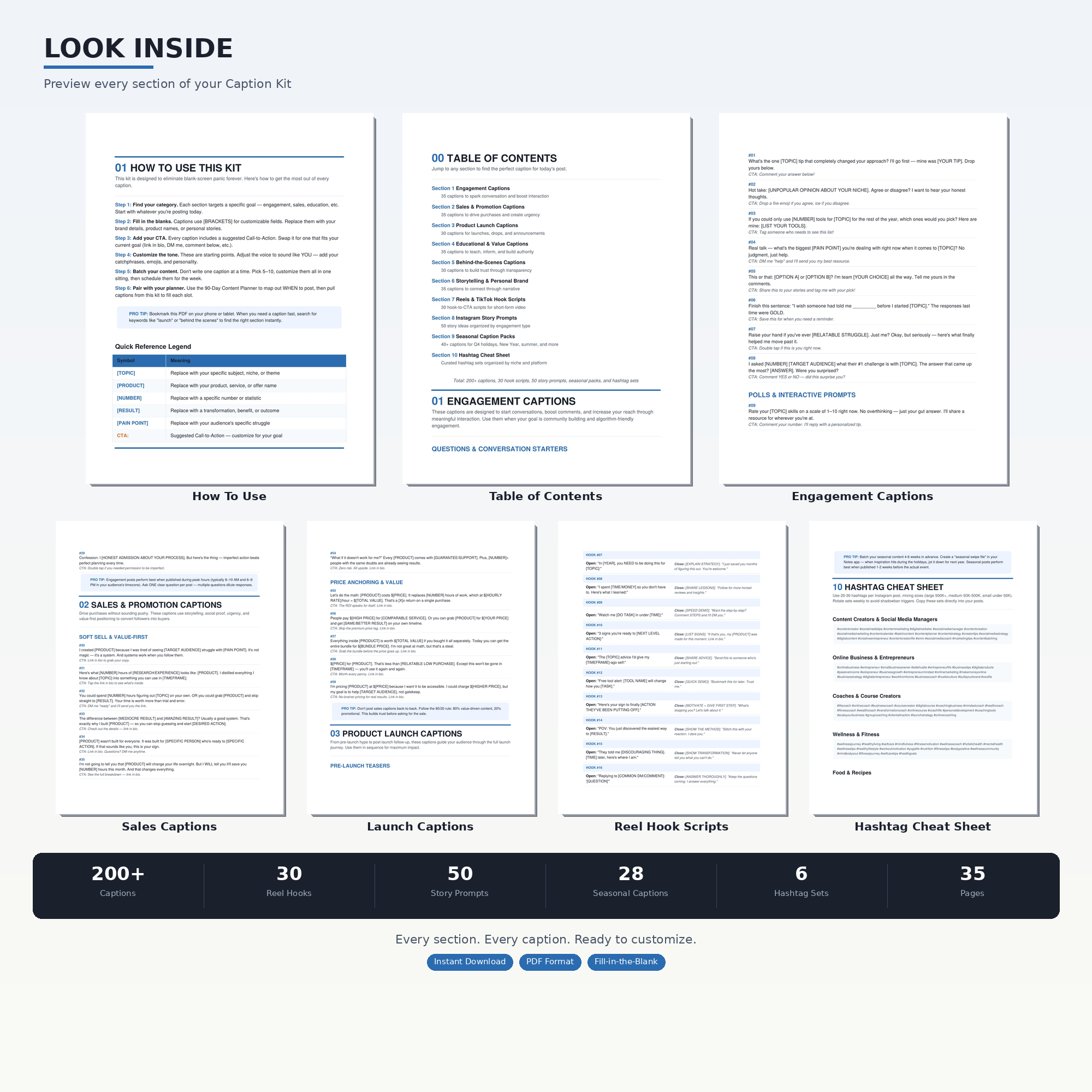 Social Media Caption Kit — 200+ Fill-in-the-Blank Captions for Creators