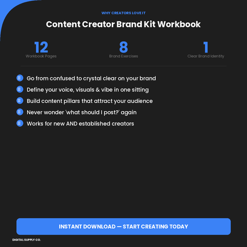 Content Creator Brand Kit Workbook — Define Your Brand, Own Your Niche