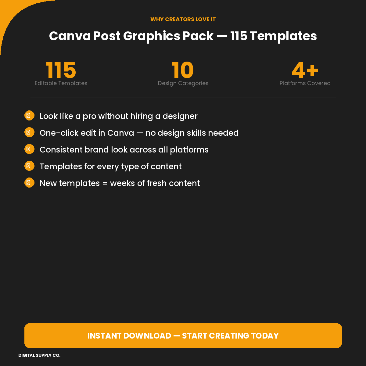 Canva Post Graphics Pack — 115 Editable Social Media Templates