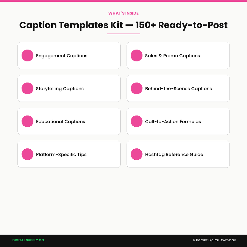 Social Media Caption Templates Kit — 150+ Ready-to-Post Captions